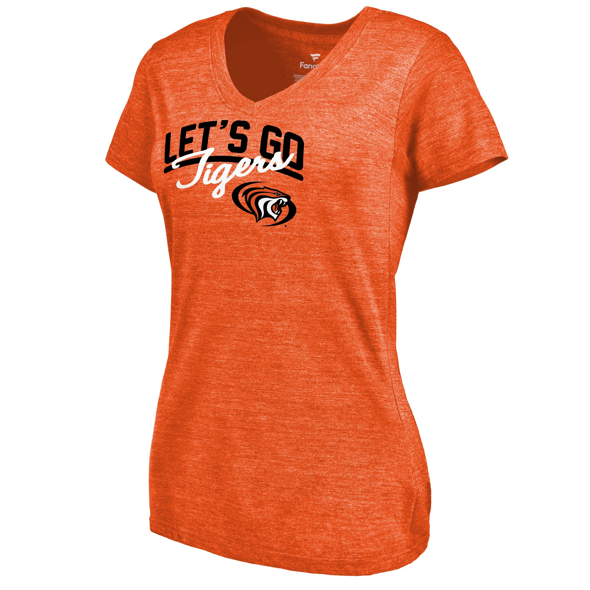 Women's Fanatics Branded Heathered Orange Pacific Tigers Let's Go Tri-Blend V-Neck T-Shirt